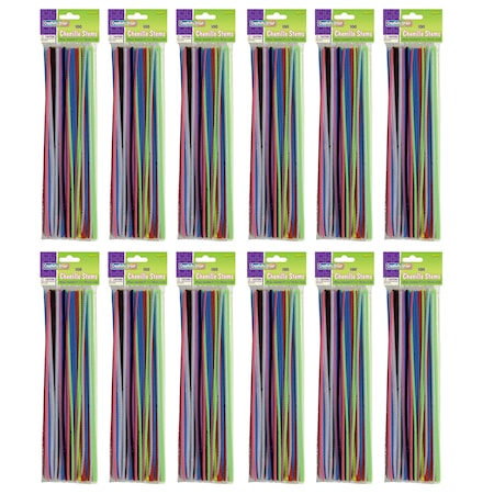 Regular Stems, Assorted Colors, 12in X 4 Mm, PK1200